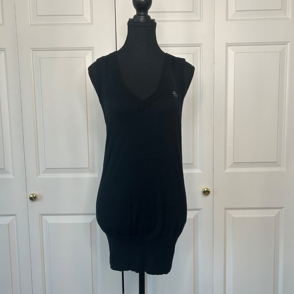 Original Penguin Black Knit Long V-Neck Vest Size M - Picture 7 of 10